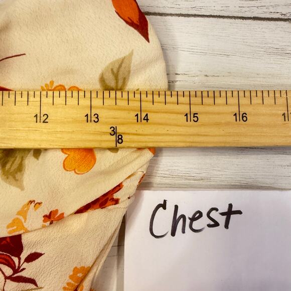 VTG Wet Seal y2k medium ivory orange halter babydoll floral dress fairy romantic - Picture 6 of 9